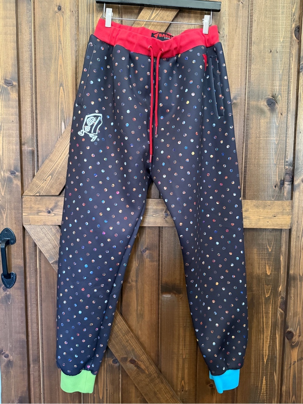 Bass by Ron Bass Sweatpants Joggers Polka Dot Like Design Colorful Sz 3XL Mens